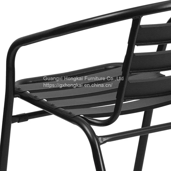Black Garden Patio Outdoor Metal Stackable Chair photo-4