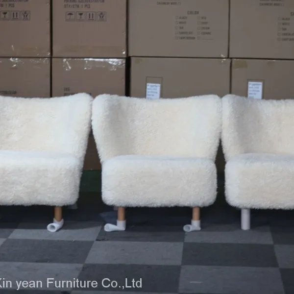 2022 the Most Popular and Comfortable Petra Chair in Sheepskin Covering High End Wood Furniture Chairs photo-4