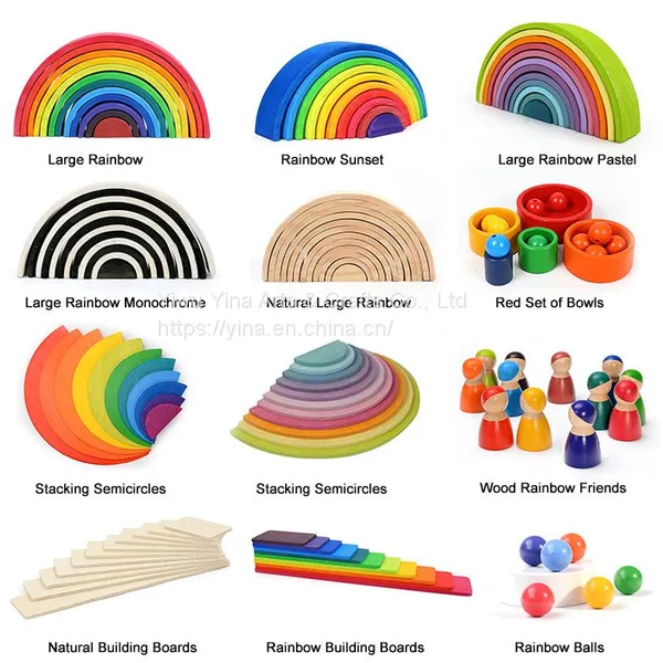 Wooden Rainbow Peg Dolls Wood Rainbow Stacker photo-4