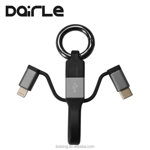 High Quality 3 in 1 Key Chain Design Portable USB Charging Cable for IPhone 7/8/X and Android Mobile Devices photo-2