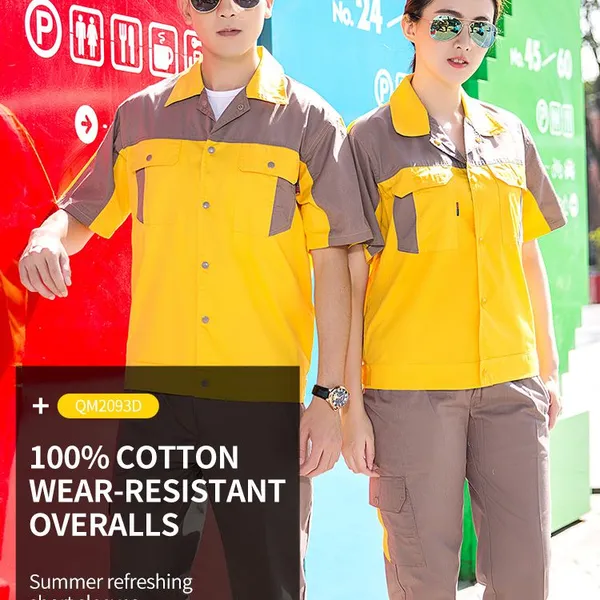 Cotton Wear-resistant Short Sleeved Workwear Set Customized by the Factory at the Source