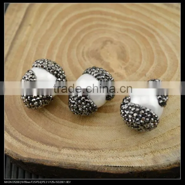 LFD-0053B Wholesale Pave Rhinestone Crystal Beads White Shell Connectors Bead Jewelry Making photo-2