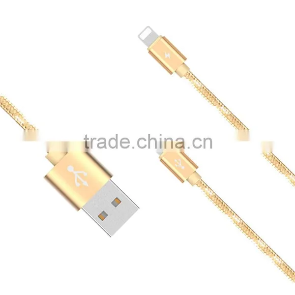 USAMS SJ044 1.2M Nylon Braided 2in1 Cable for Iphone 6/6s/6s Plus 2.1A USB Metal Weave Charging Data Cable for Iphone 6 Plus/5s photo-4