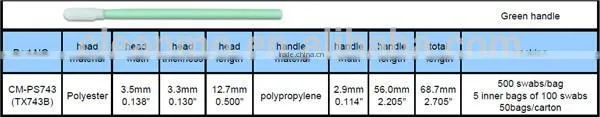 Cleanroom Swabs Polyester Green Handle photo-3