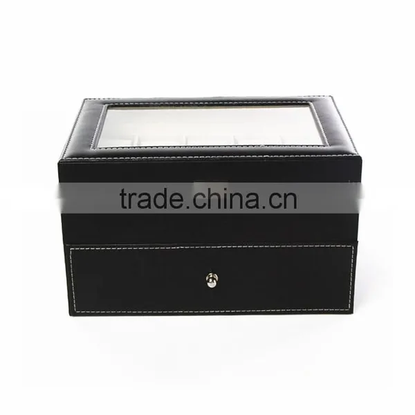 6 Slot Leather Luxury Square Wooden Custom Watch Box photo-6