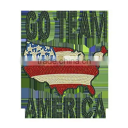 Wholesale Custom Strass Hotfix Rhinestone Nailhead Motif GO TEAM AMERICA photo-2