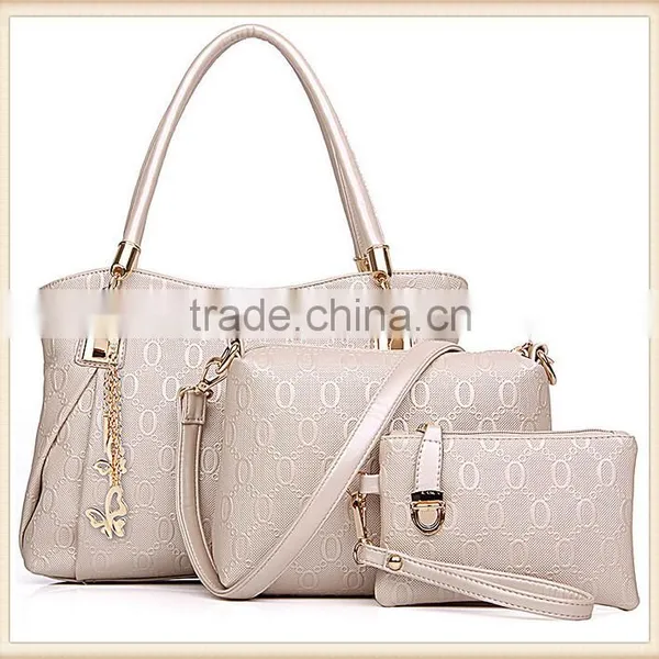 New Stylish Summer Women Bag Set Gold Handbag 3 Pieces Kit Shoulder Messager Pouch photo-4