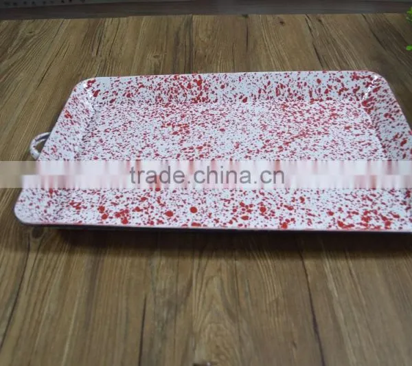 9094 Enamel Big Rectangle Tray With Speckle photo-3