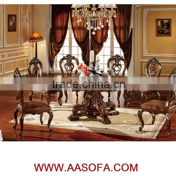 Round Dining Table With 6 Chairs,teak Wood Dining Table and Chair photo-3