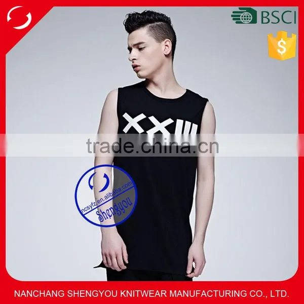 Custom Made Polyeater Cotton Mens Front & Back Printed Tank Top