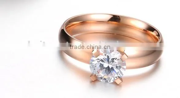 Fashion Rose Gold Titanium Steel Crystal Ring for Women Titanium Jewelry photo-5