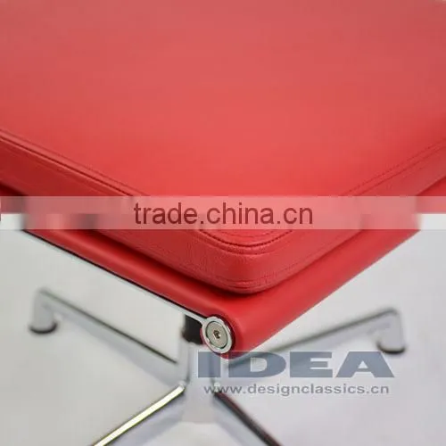 Replica Charles Management Soft Pad Lounge Chair Footstool- Red Genuine Leather photo-3