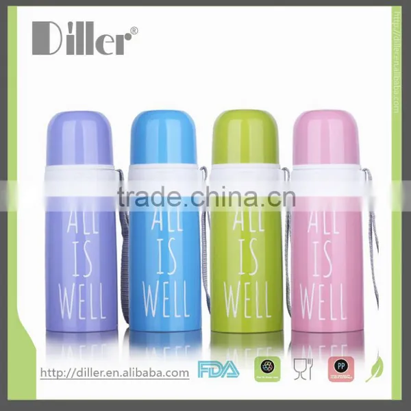 Wholesale China Fashion English Word Bullet Vacuum Flask With Plastic Cup photo-5