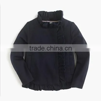 Girls' Black Ruffle Coat