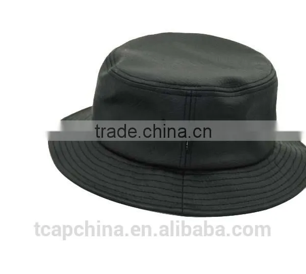Custom Black Snake Leather Bucket Hat Wholesale photo-3