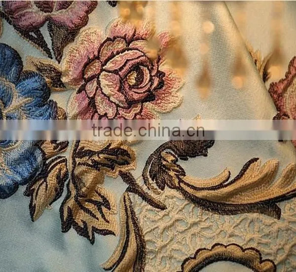 Luxury Embroidery Yarns Blackout Curtains Bedroom Finished Curtain Fabric Living Room Window Curtain