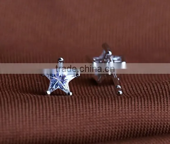 Lovely Gift White Sapphire Star 18K White Gold Filled Stud Earring photo-2
