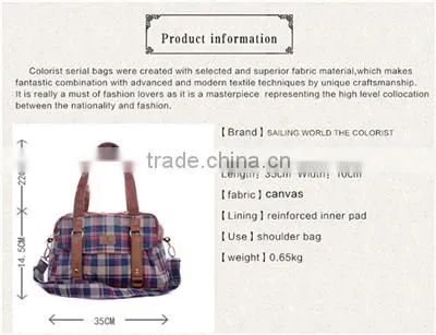 Hot Selling Colorful Plaid Canvas Lady Messenger Bags photo-5