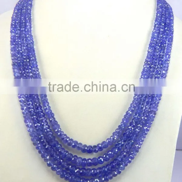 Low Price Natural Royal Blue AA Quality Tanzanite Roundel Faceted Beads, tz Beads photo-2