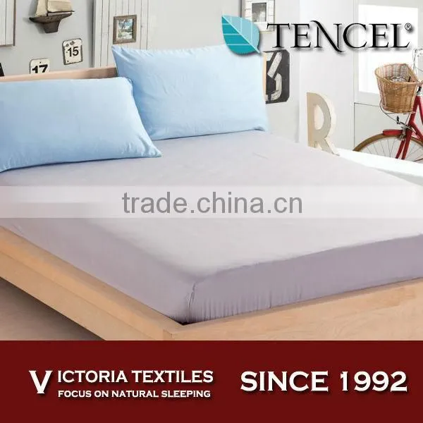 Luxury Solid Color Tencel Bed Fitted Sheet With Pillowcases All Sizes photo-4