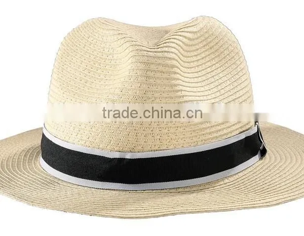 Black Ribbon Straw Fedora Hats, Fashion Panama Hats photo-2