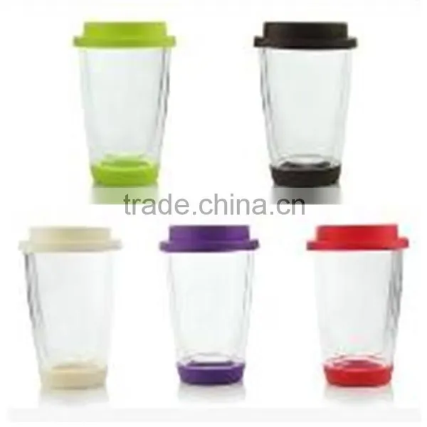 Pure Mouth Blowing High Borosilicate Heat-resistant 350ml Glass Cup With Plastic Lid and Bottom photo-5
