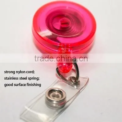 2015 Hottest Stainless Spring Transparent Badge Reel Clip Holder