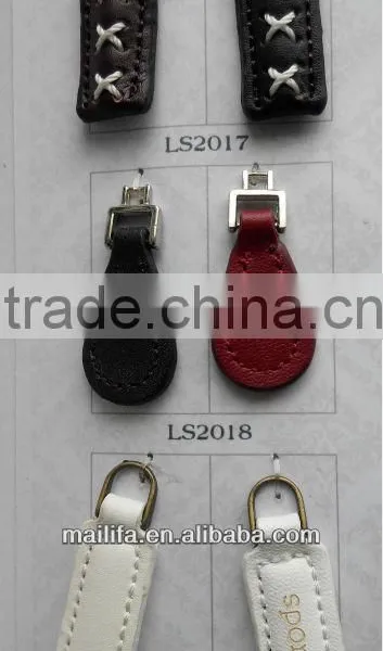 Real Leather Zipper Pulls as Accesories for Garments Handbags/Garment/Trim