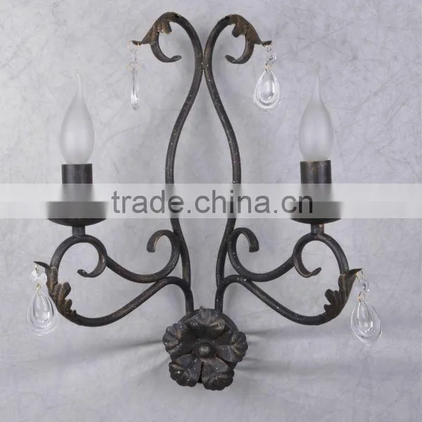 Iron Cover Clean Drop Crystal Decorate Islamic Wall Light