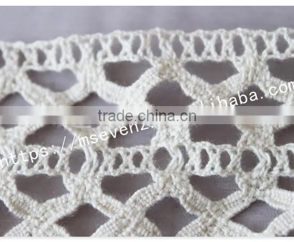 High Quality 8cm Width Off-white Crochet Cotton Fringe Trim for Garment photo-4
