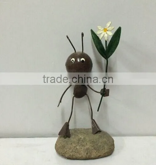 2015 Newest Design Garden Ant Metal Ant Decoration Painted Metal Ant Ant With Flower Garden Stake Ant Stakes Metal Ant Garden photo-3