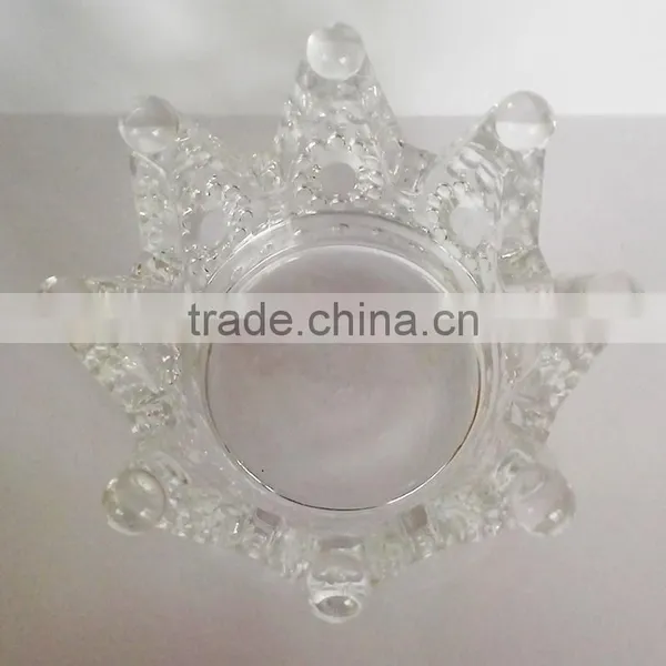 Crown Shape Glass Candle Holder Votive Candle Holder Tealight Candle Holder photo-3