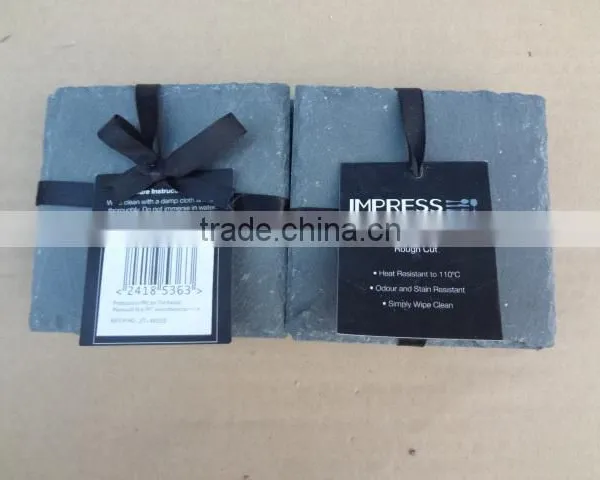 All Shaped Good Selling 100% Natural Black Slate Coaster photo-4