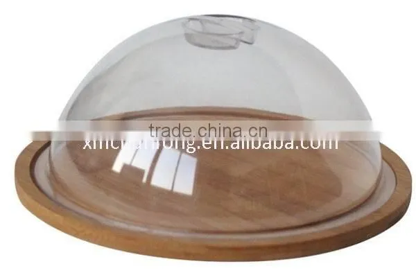 Glass Cheese Dome With Bamboo Board photo-2