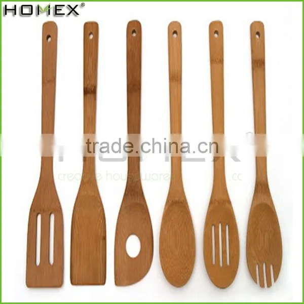 6 Pieces Kitchen Serving Tools Cooking Utensil Natural Wooden Bamboo Cooking & Serving Utensils photo-2