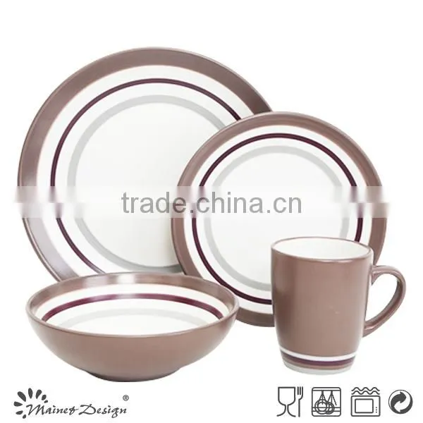 16pcs for 4person Solid Color With Circle Grace Designs Ceramic Dinnerware Set photo-4