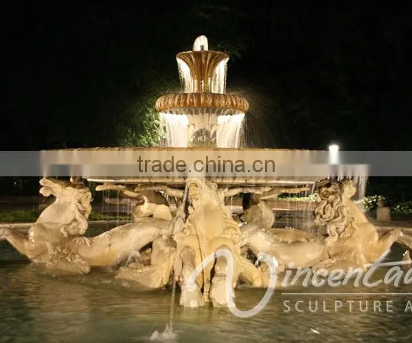 Outdoor Garden Decoration Stone Carving Marble Horse Water Fountain photo-4