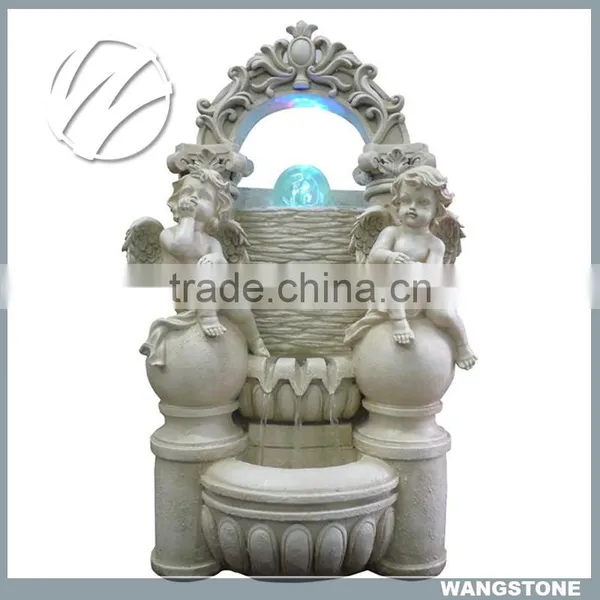 European Style Floating Ball Stone Angel Fountain