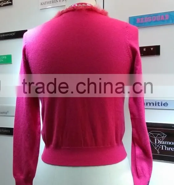 2014 Ladies Knitted Sweater,cardigan With Manual Nail Bead photo-4
