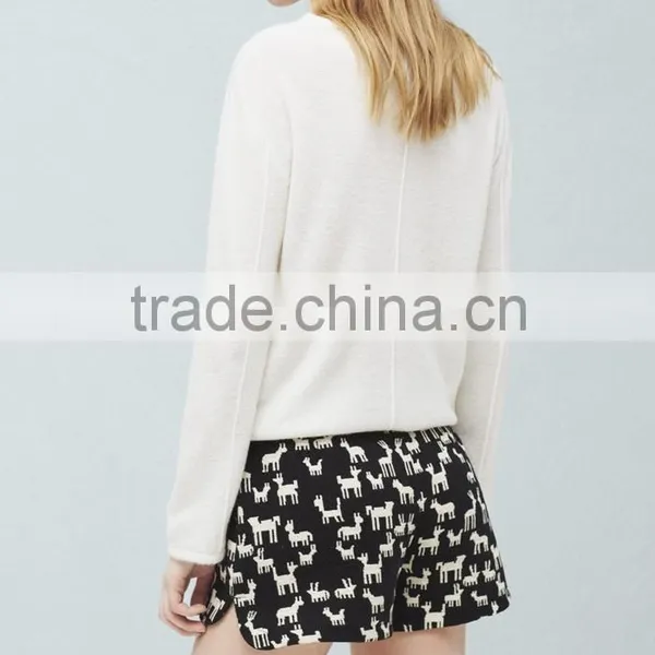 2016 Hot Sale Women Side Slit Cotton Jacquard Shorts Whoelsale photo-2