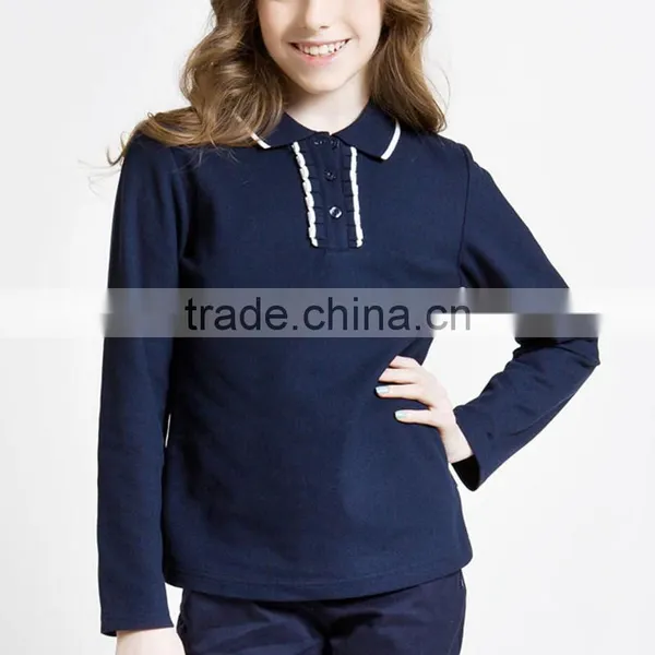 2017 Spring Selling Student Girls' Long Sleeve T-shirt, British Solid Color College Long Sleeve T-shirt photo-4