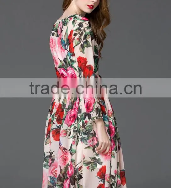 High Quality Hot Selling Women's Printing Elegant Long Dress photo-4