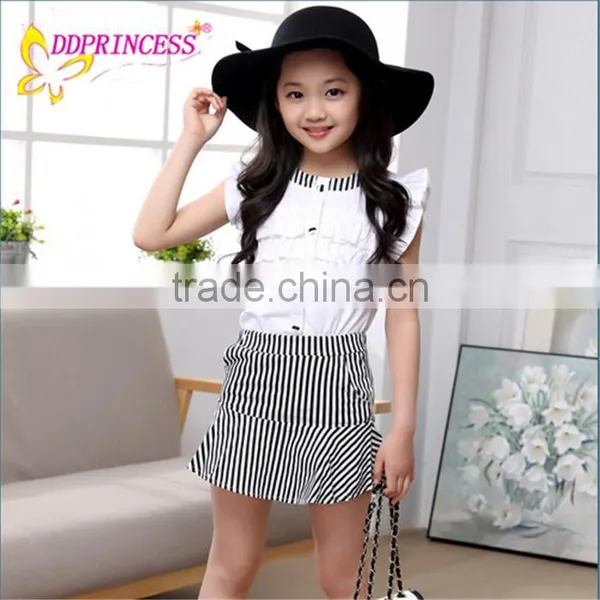 2017 Hot Sale Boutique Sets Girls Summer Fashion Matching Clothing Set Outfit 2 Pieces With Stripe Wholesale photo-5