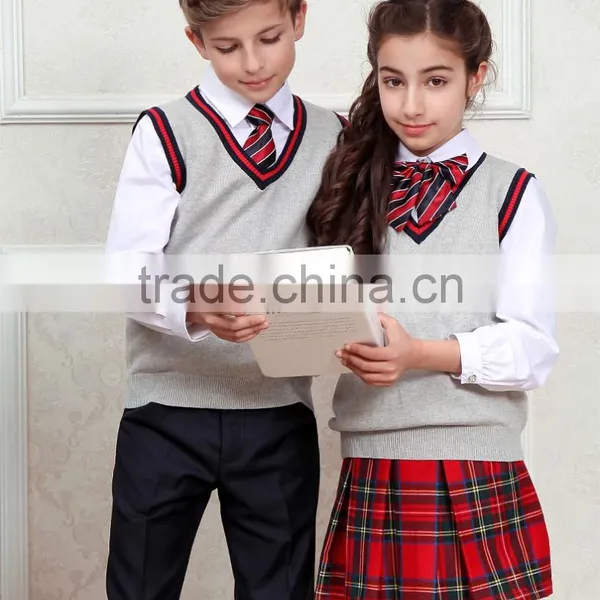 Normal Design High Quality Grey Sleeveless Vest Bulk School Uniforms photo-4