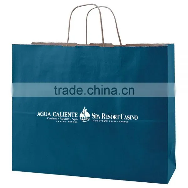 USA Made Solid Tinted Kraft Shopping Bag - Made of Natural Kraft Paper, Dimensions Are 16" x 6" x 13" and Comes With Your Logo.