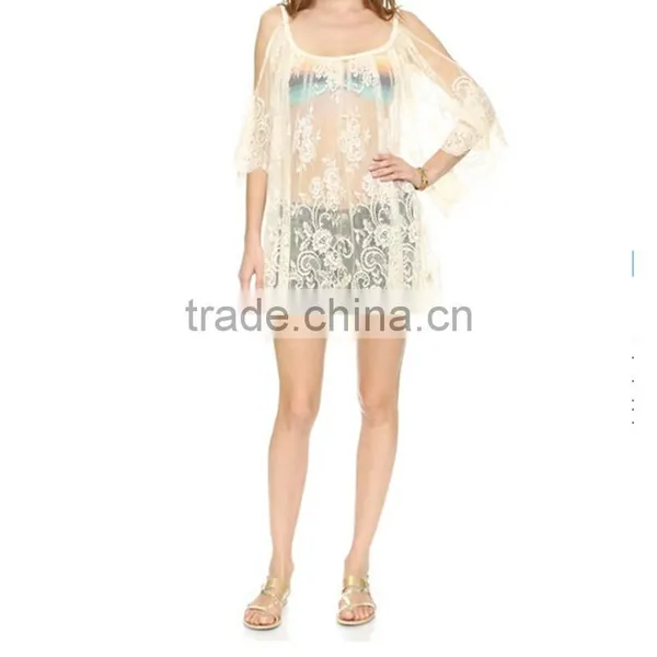 Walson Beach Sexy Strapless Lace Dress Perspective Smock Dress photo-6