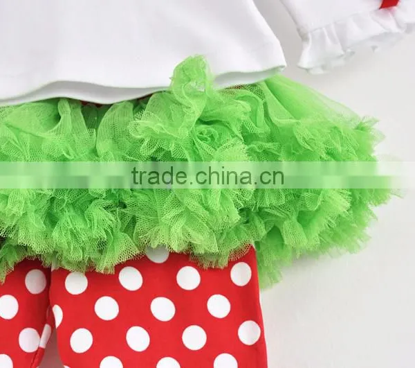 2015 New Fashion Long Sleeve Christmas Tree Lace Boutique Kids Outfit photo-4
