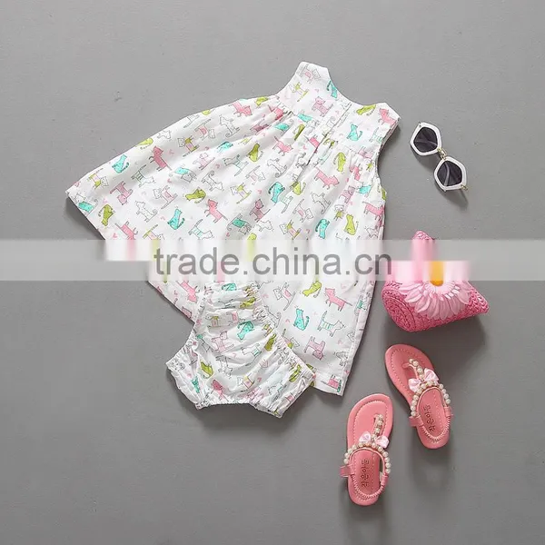 Cotton Baby Girl Cotton Summer Dress With Bloomer 2-piece Set photo-2