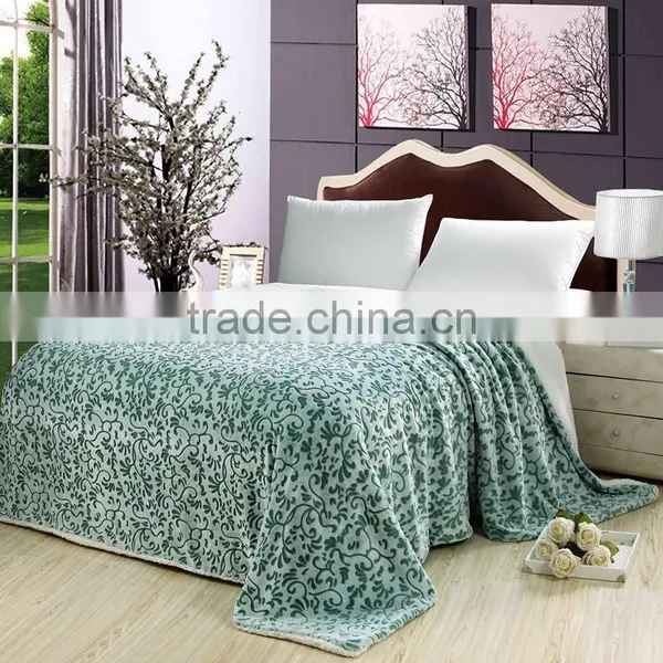 Double Layers Embossed Flannel Blanket With Sherpa Back photo-3
