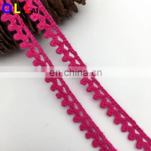 OLCT071 0.8cm Fashion Pink Cotton African Tulle Lace Crochet Guipure for Ladies Clothes photo-2